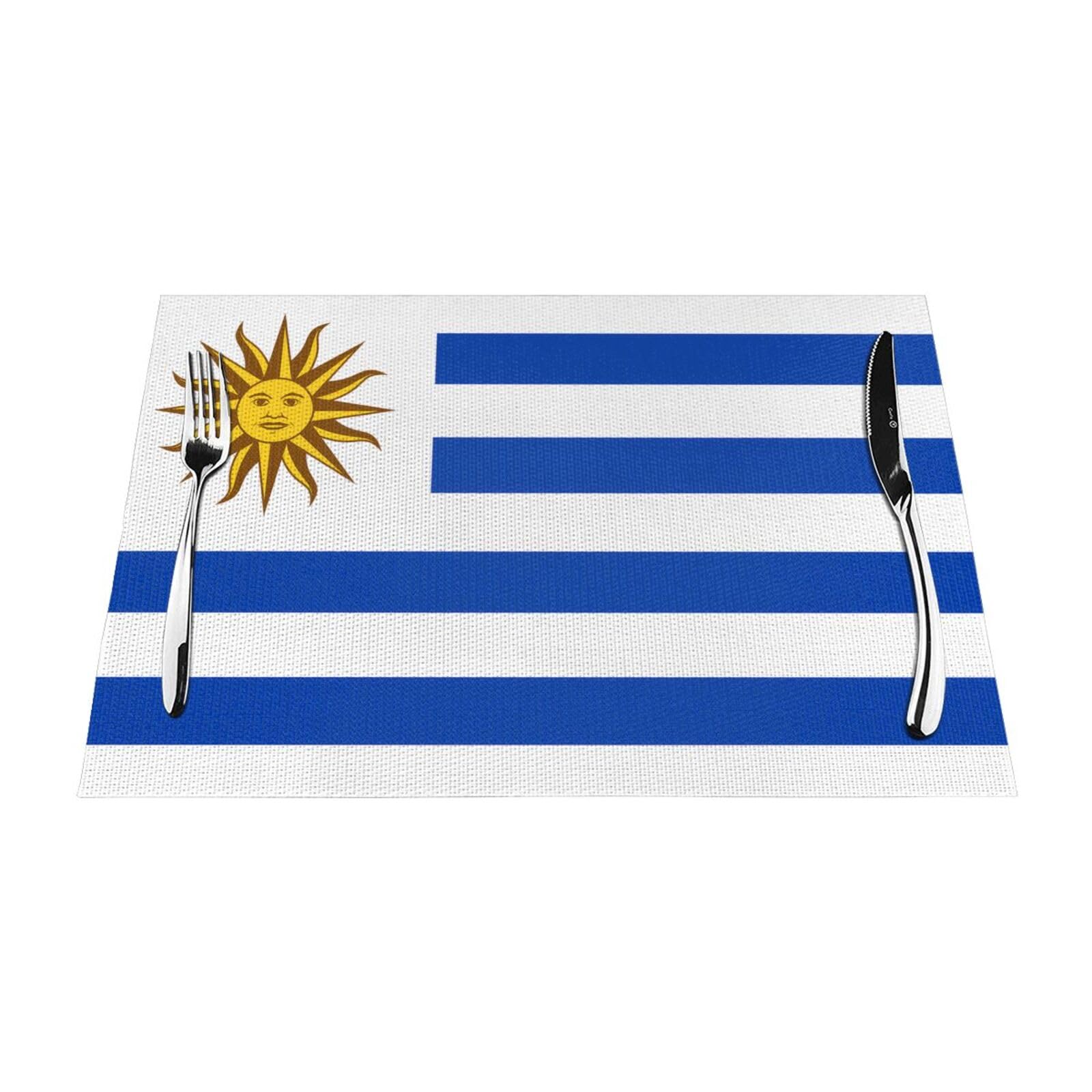 Flag of Uruguay 4 Pcs Patterned Woven Placemats are Non-Slip and Heat-Resistant and Complement Any Table