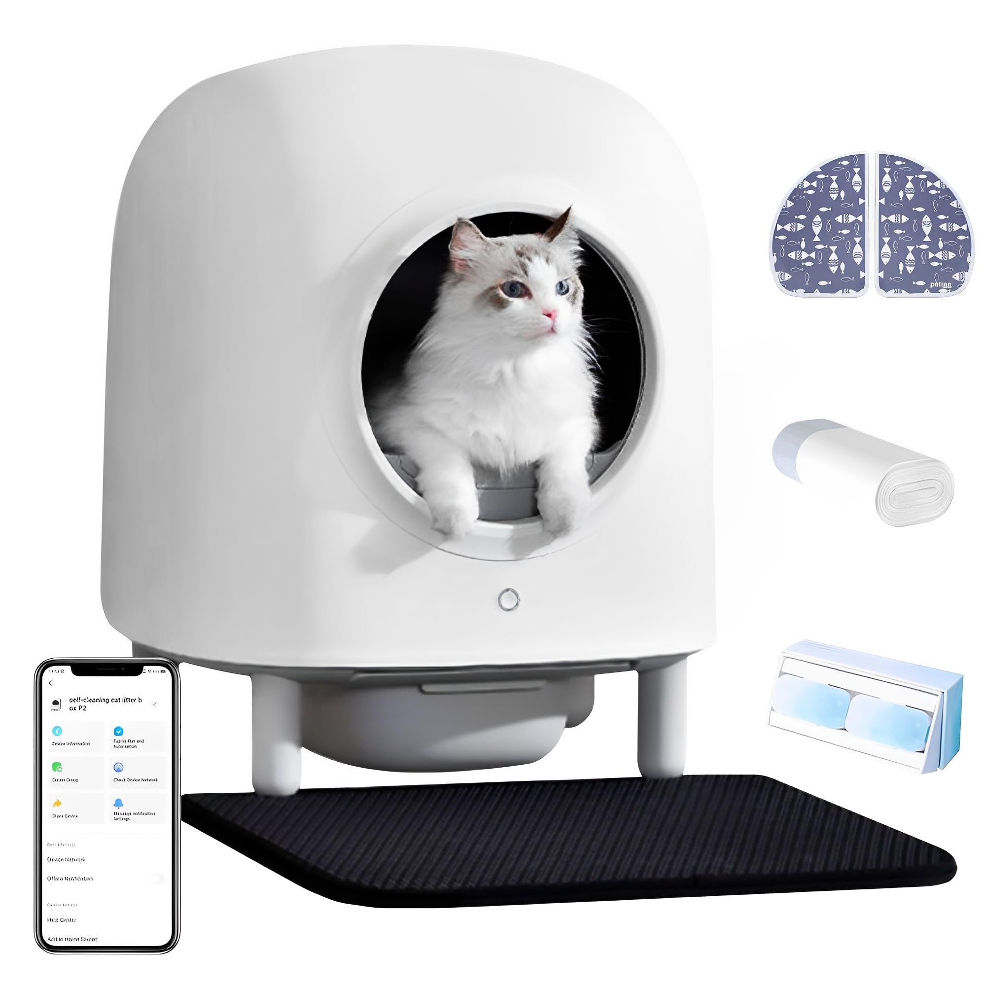 secador para Perros, Arenero autolimpiable for Gatos, 56 litros, Cerrado, con Tapa, protección antipinzamiento