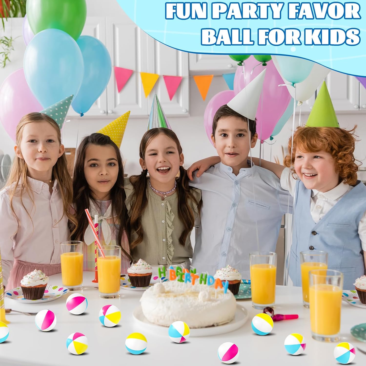 96 Pcs Beach Stress Balls Bulk 2" Mini Relief Stress Ball Pu Foam Squeezy Balls Summer Swimming Pool Game Toy Rainbow Beach Ball for Hawaiian Beach Birthday Party Favor School Carnival Reward