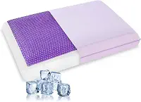 Travesseiro refrescante para dormir, almofada de espuma viscoelástica de gel com capa reversível, suporte de pescoço para dorminhocos laterais, costas e estômago, capa removível e lavável na máquina