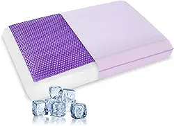 Travesseiro refrescante para dormir, almofada de espuma viscoelástica de gel com capa reversível, suporte de pescoço para dorminhocos laterais, costas e estômago, capa removível e lavável na máquina