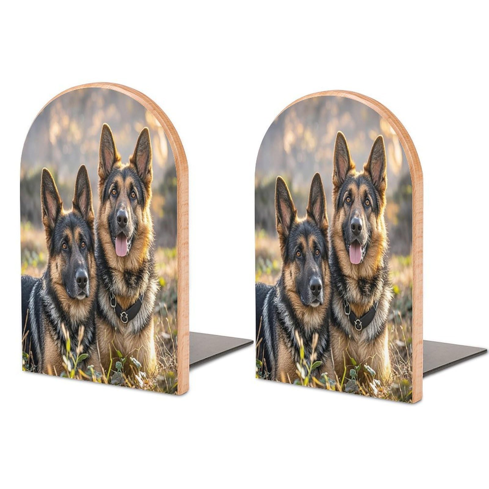 German Shepherd Dog Lovers Bookend for Shelves Unique Book End Sturdy Books Holder Heavy Duty Wooden Bookends Support Non-Slip Book Organizers Decorative Modern Bookend Holder for Home