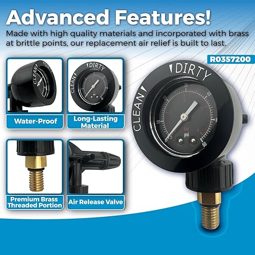 Vista 3 de Swimables Conjunto de alivio de aire compatible con filtro de piscina Jandy DEV/DEL R0357200 Compatible con manómetro Jandy y piezas Jandy DEL60