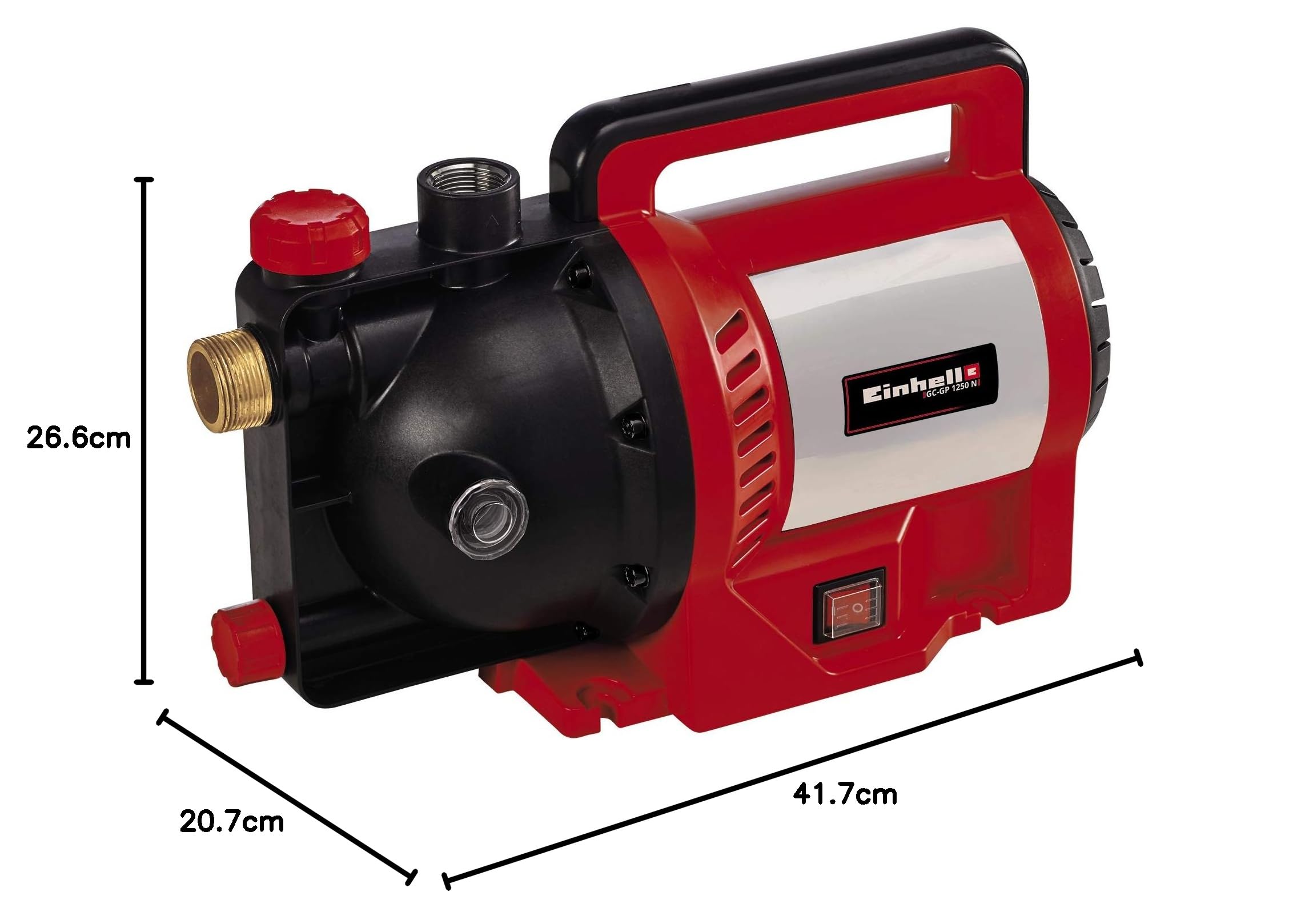Einhell Gartenpumpe GC-GP 1250 N/1 (1.200 W, max. 5000 L/h, max. Förderhöhe 50 m, Wasserfüllanzeige, Wassereinfüllöffnung /-ablassschraube, Frostschutz, Thermoschutz)