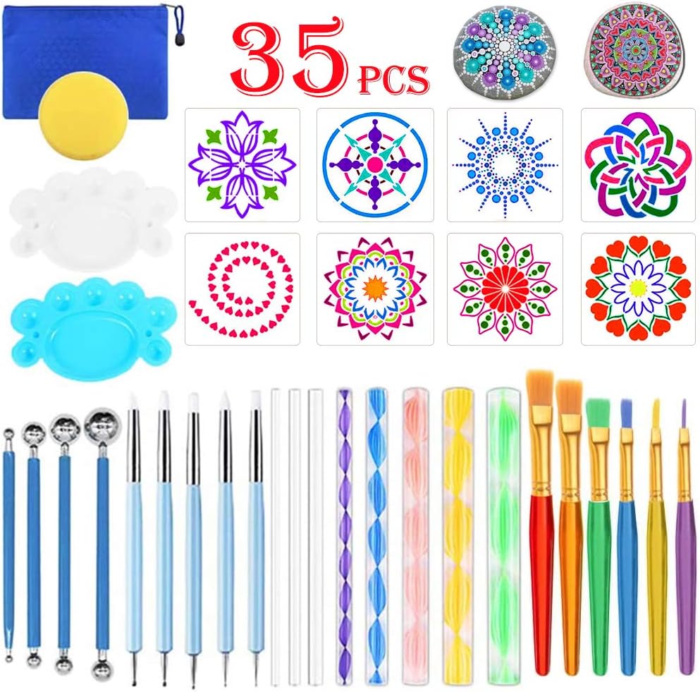 HarrierWing 35 PCS Mandala Dot Painting Tools Rock Painting Kit for Stones Coloring and Nail Dotting Drawing