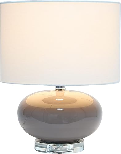 Miniatura 2 de Elegant Designs LT1127-GRY - Lámpara de mesa de 15.25 pulgadas con pantalla de tela blanca, color gris