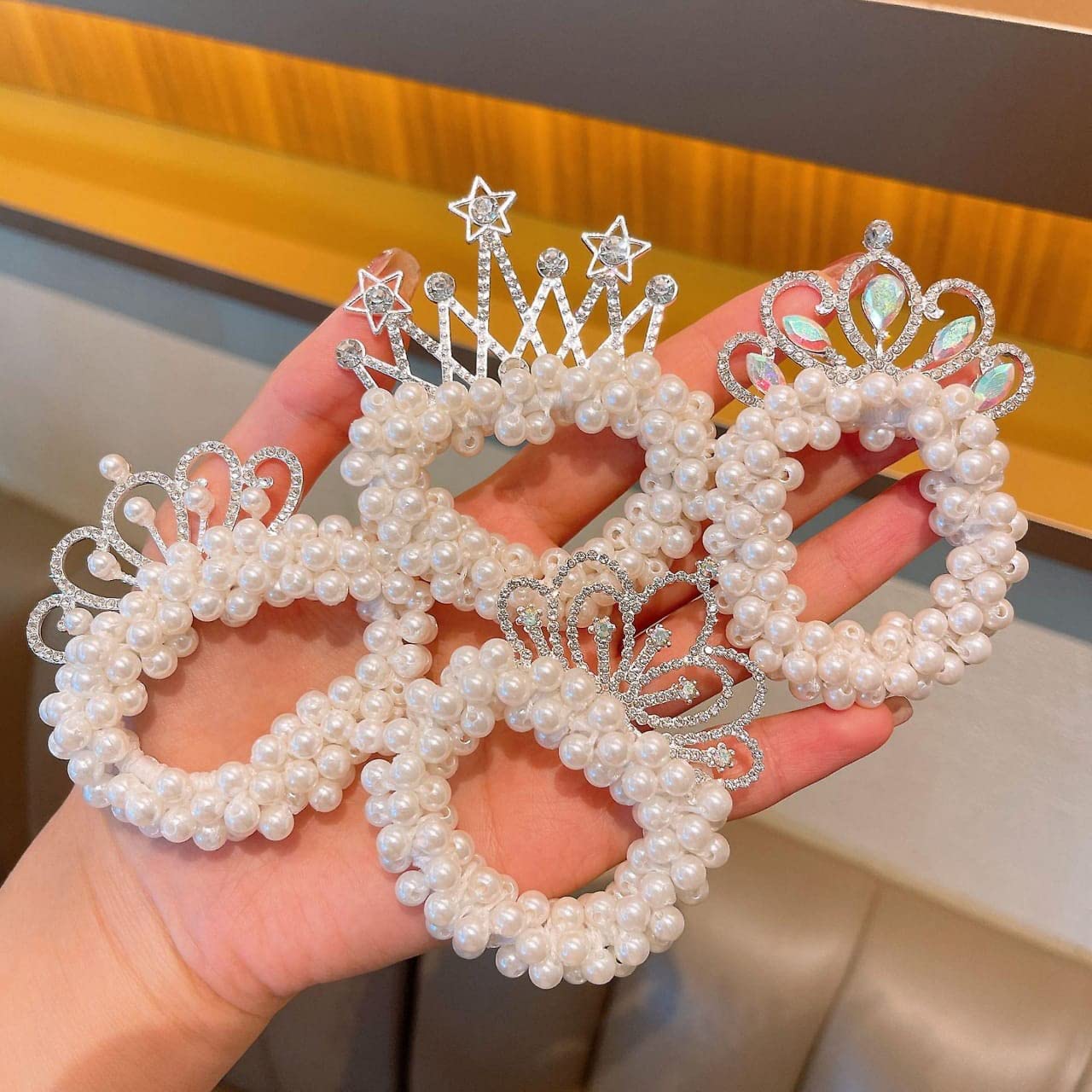 HONEY ACCESSORIES 3 Pcs Princess Crown Pearl Designer Hair Tie, Ponytail Holder,Kids Scrunchies Headband Gift Set For Children Girls, Hair Tie Wrap,Hair Rubber Band Girls Accessories (B0C38T4M2D) Amazon Price History, Amazon Price Tracker