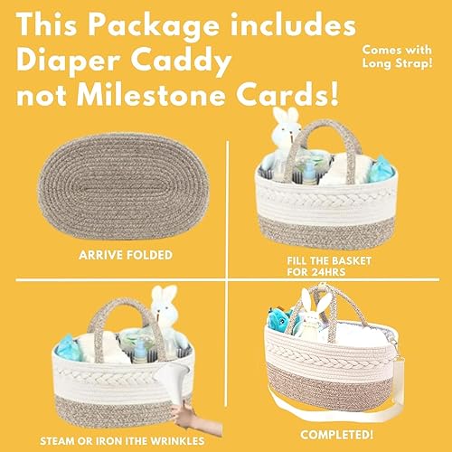 Miniatura 7 de Juego de cestas cambiadoras para bebés con organizador de pañales, cesta de macramé bohemio para bebés, cuerda de algodón 100% hecha a mano, tejida