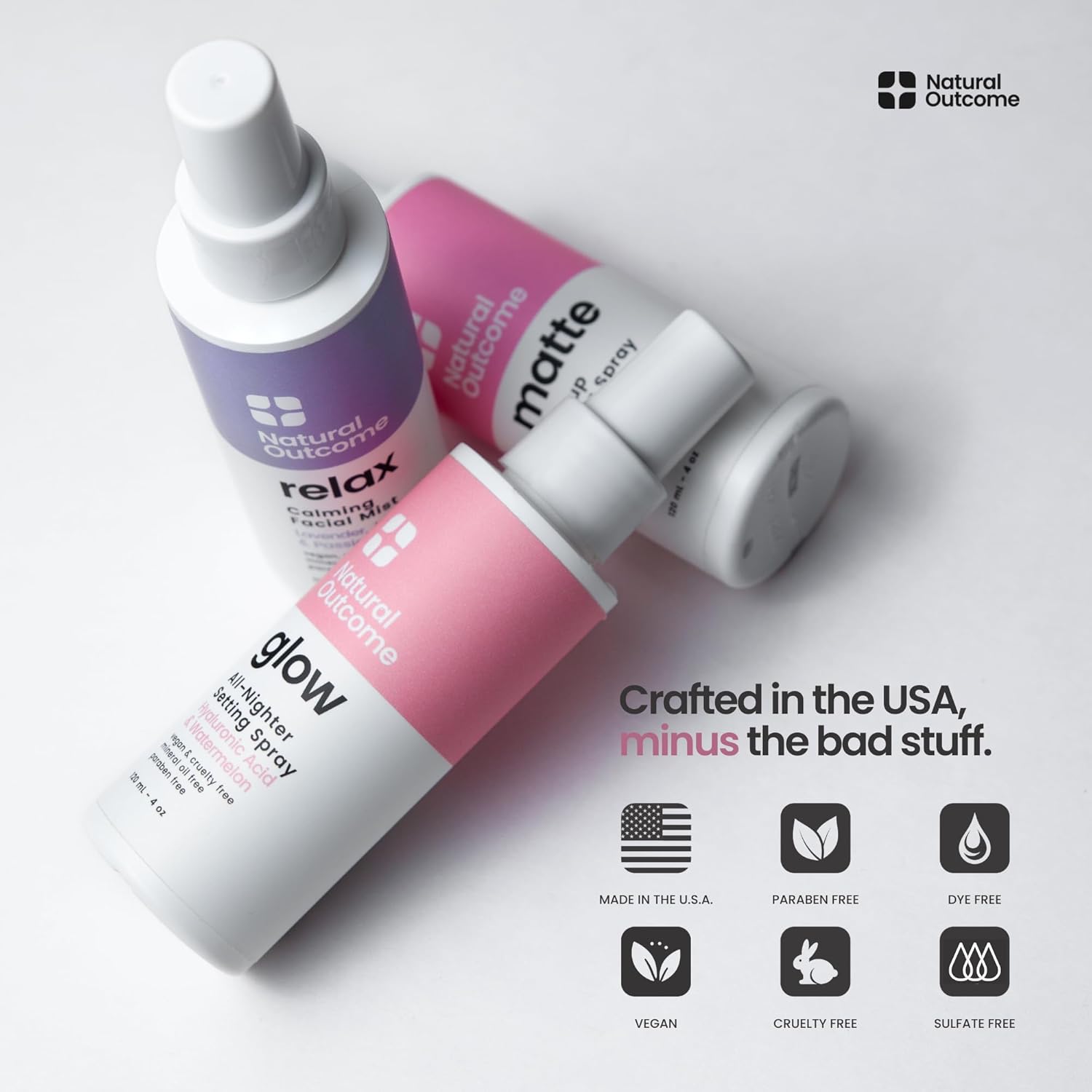 natural outcome Face Mist Trio Collection – Hydrating Facial Mist Spray for Glowing Skin – Rosewater, Lavender & Hyaluronic Acid – Makeup Setting & Refreshing Face Spray Mist - Image 5