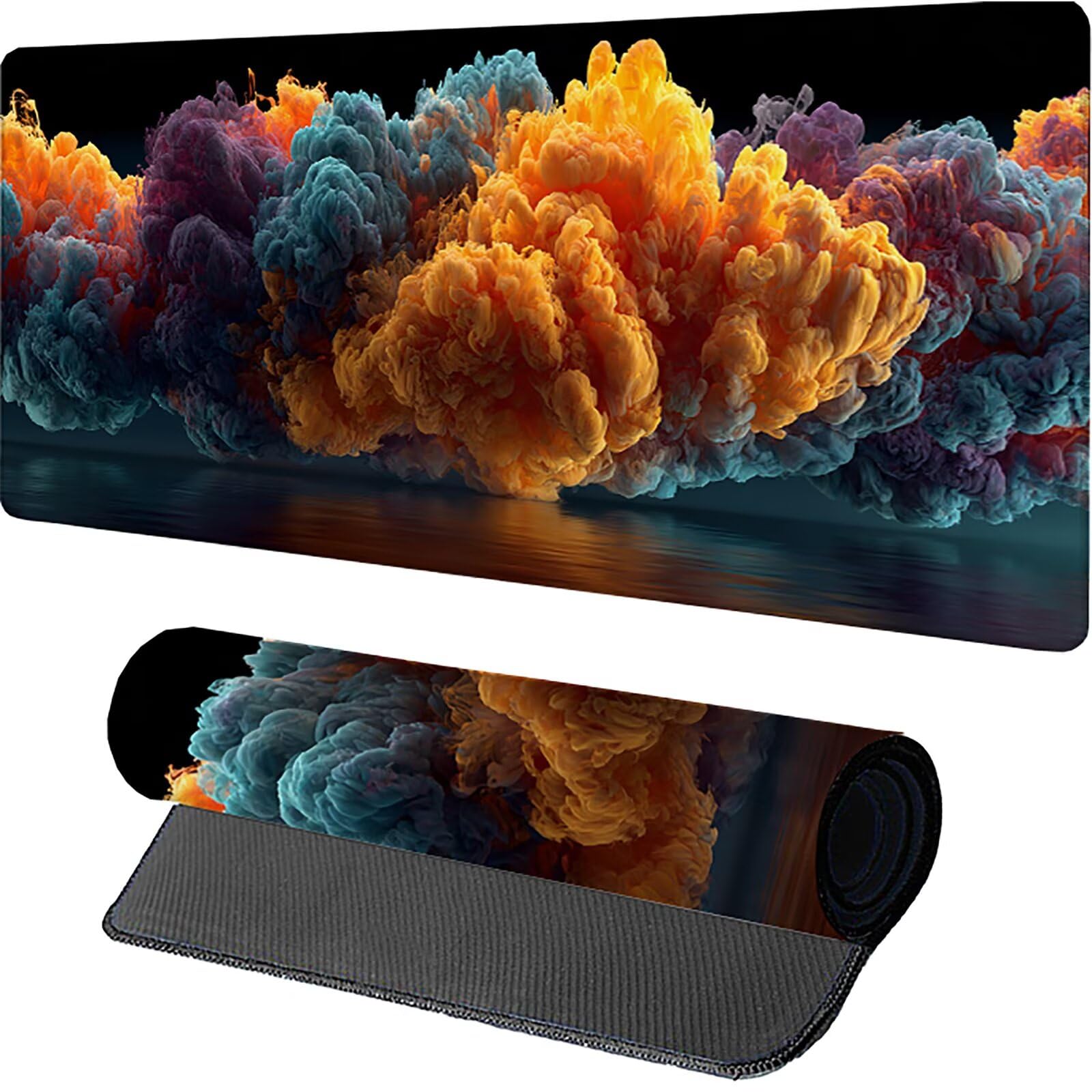 Podkładka pod mysz XXL Żółta, Chmura Podkładka Na Biurko 1600x800x3mm, Podkładka Na Biurko Z Antypoślizgową Gumową Podstawą, Desk Mat, Podkładka Pod Mysz Gaming z Szytymi Krawędziami, Akcesoria do