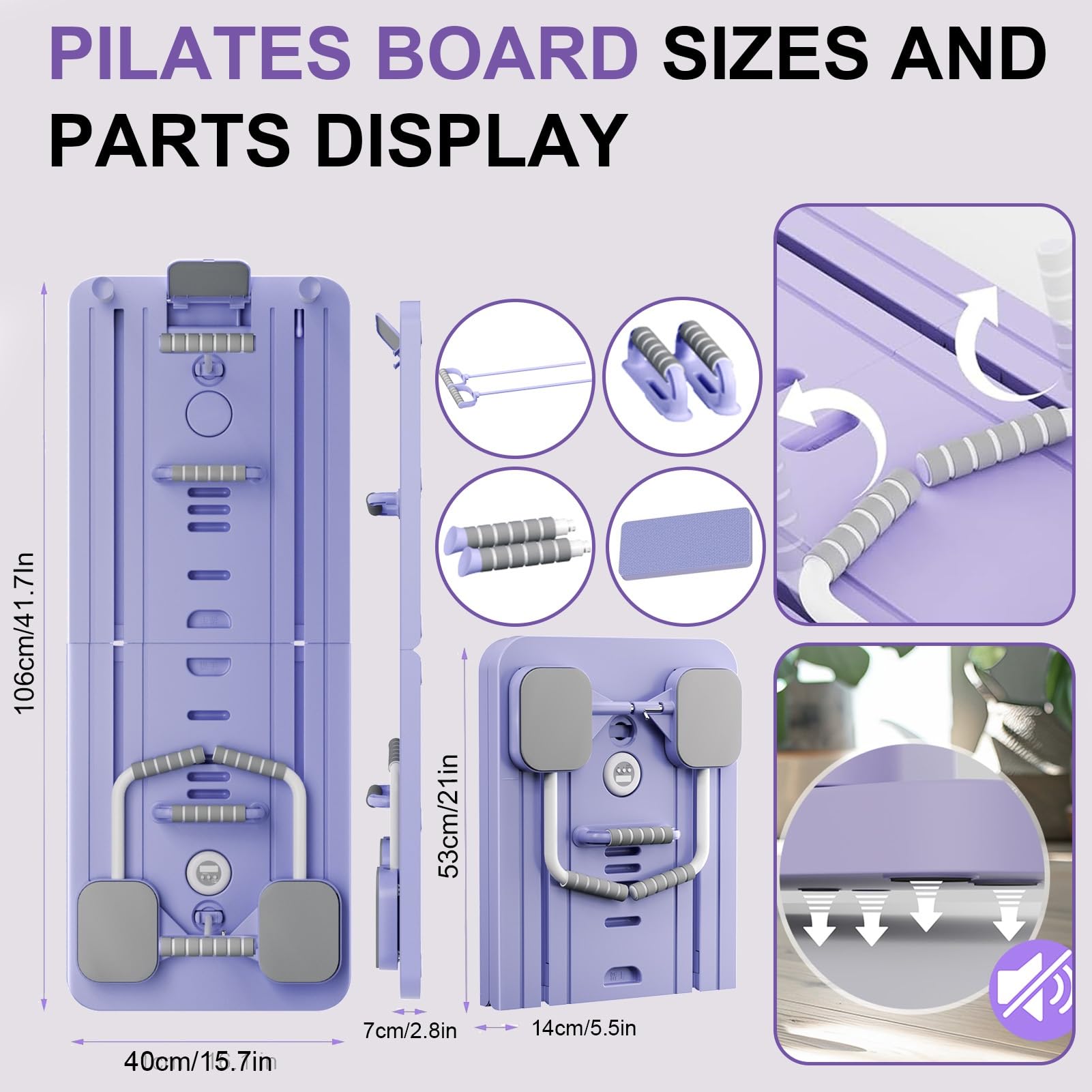 Pilates Board - 2026 Upgraded Pieghevole Macchina Reformer Pilates per Casa Multifunktional Tavola da Pilates Addominali Rullo Rimbalzo Automatico(Rosa)