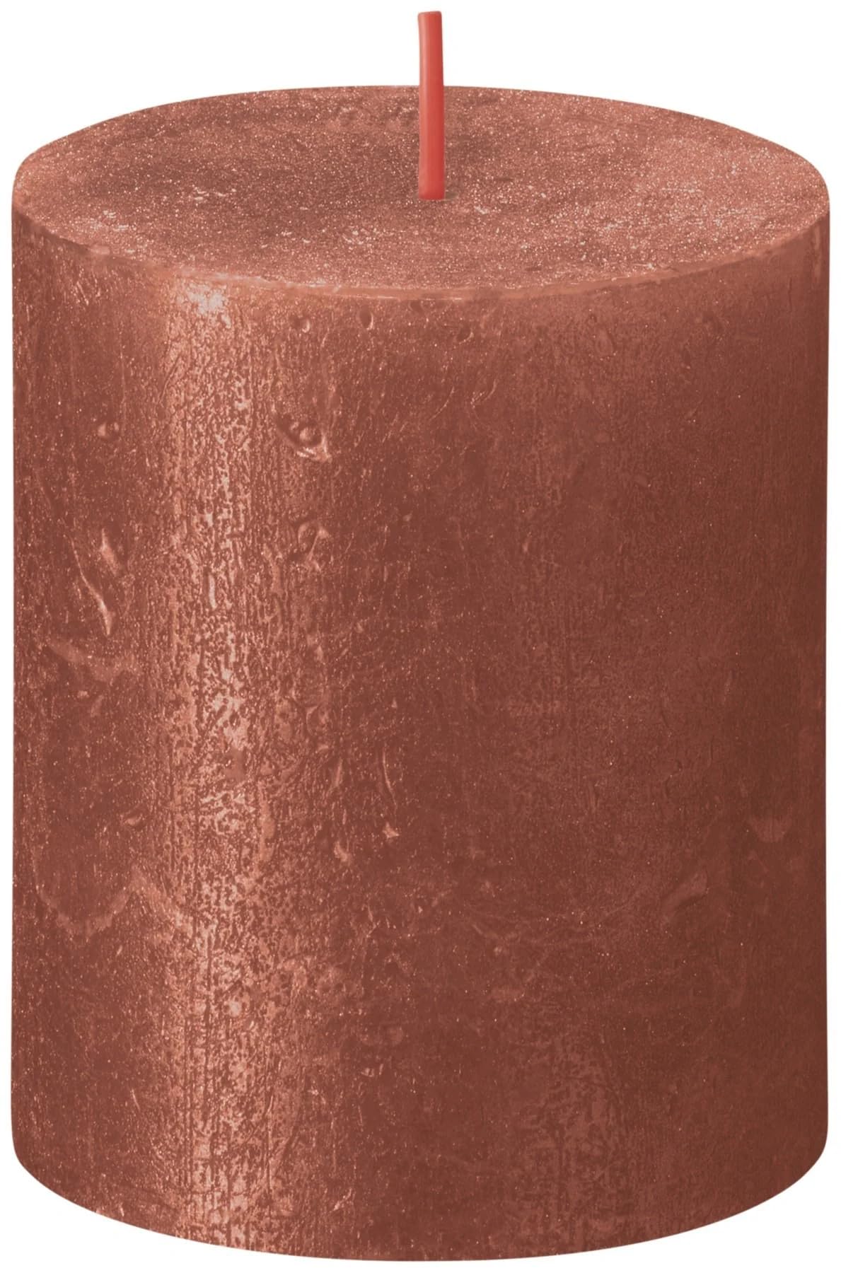 BOLSIUS Amber Rustic Shimmer Metallic Pillar Candle 8cm x 7cm