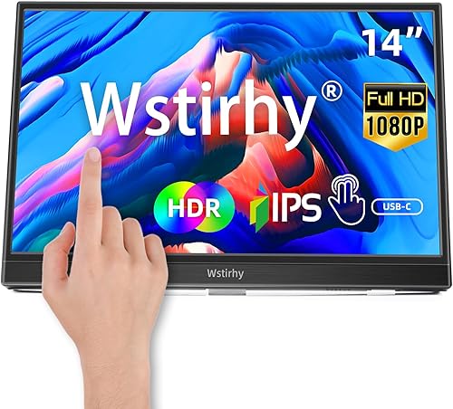 Monitor portátil FHD de 14 pulgadas, pantalla táctil, monitor portátil con IPS HDR 1920 x 1080, pantalla de viaje, doble altavoz HDMI tipo C VESA