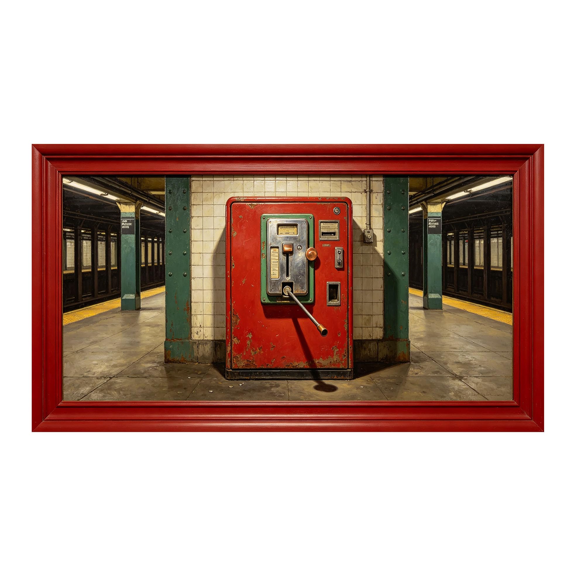 Yzpallescene 3D Framed Wall Art 50cm×100cm Industrial Retro Subway Station Realistic Mural Large Size SelfAdhesive Removable Wall Decor Prints Artwork for Living Room Bedroom Office