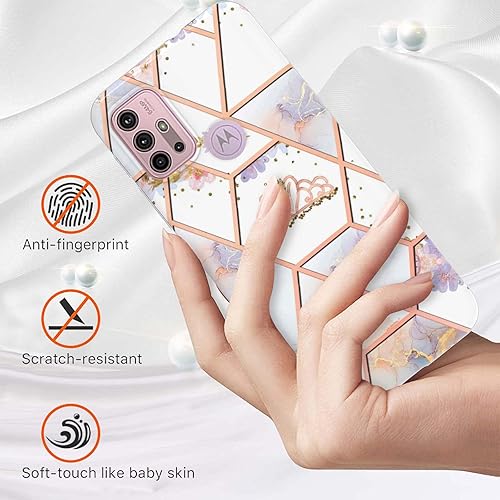 Miniatura 7 de Funda delgada para Moto G30, funda para Moto G20, funda para Moto G10, funda con patrón de mármol IMD para niñas, con función de protección de