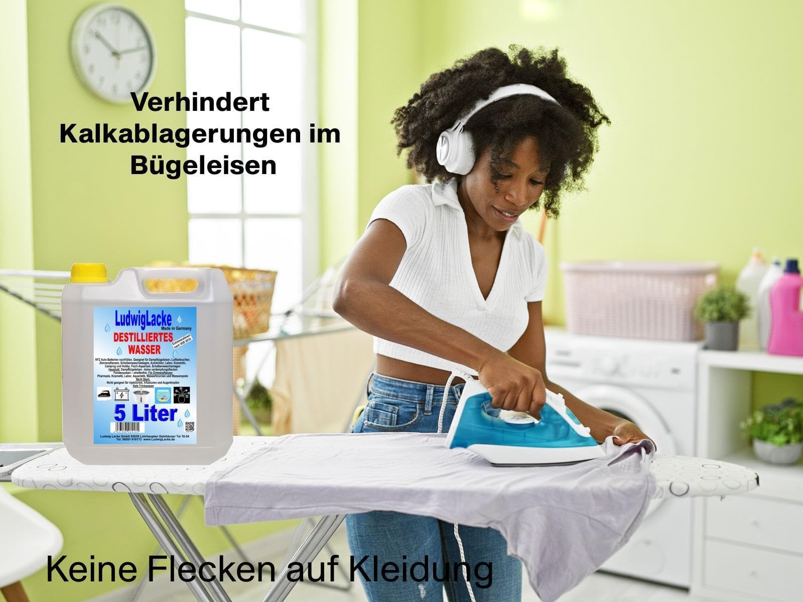 LudwigLacke Destilliertes Wasser, 5 x 5 Liter Kanister, Premium Qualität, Made in Germany
