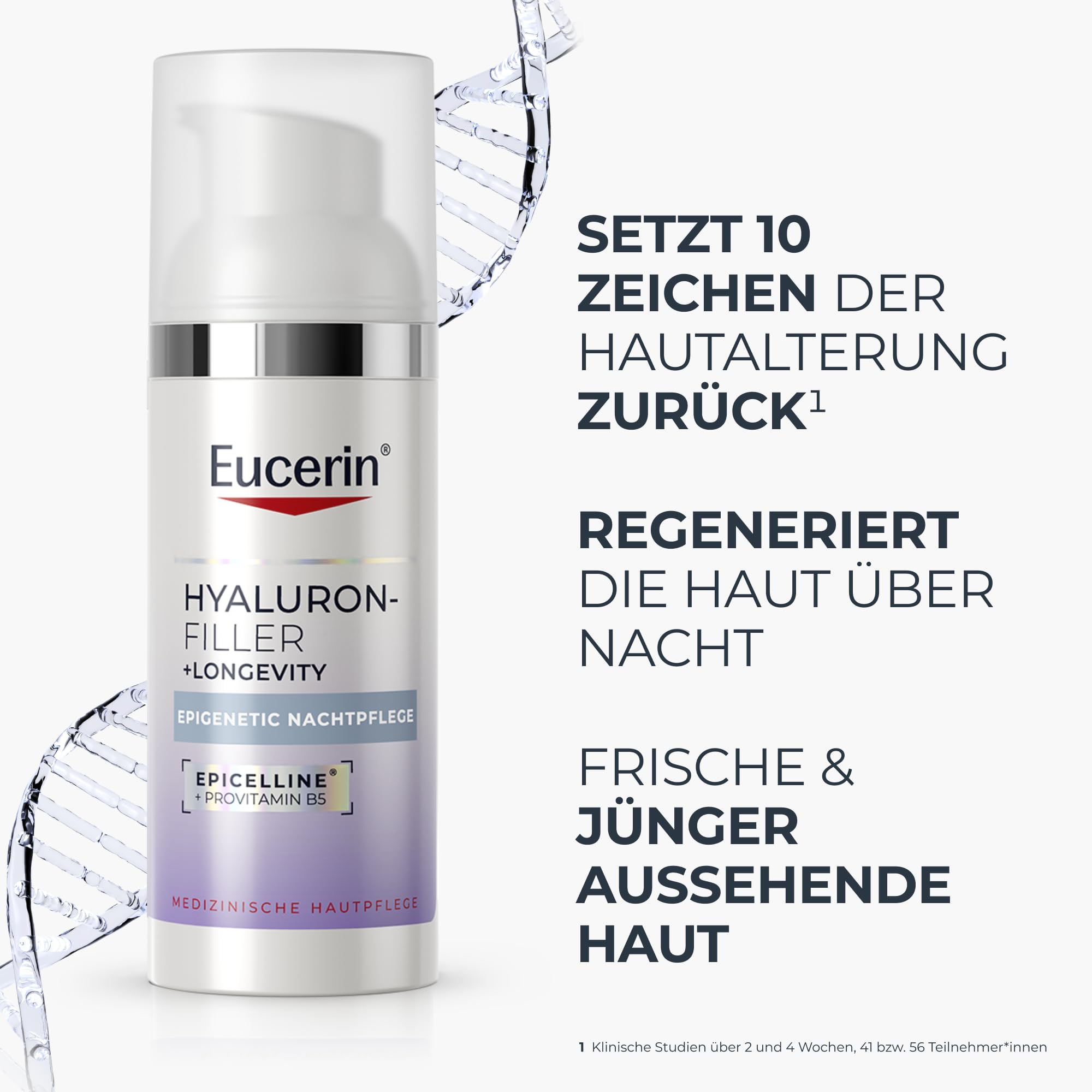 Eucerin Hyaluron-Filler +Longevity Epigenetic Tagespflege LSF 30, 50 ml | Korrigiert sichtbare Zeichen der Hautalterung, reduziert effektiv Falten, mit Hyaluronsäure und Epicelline
