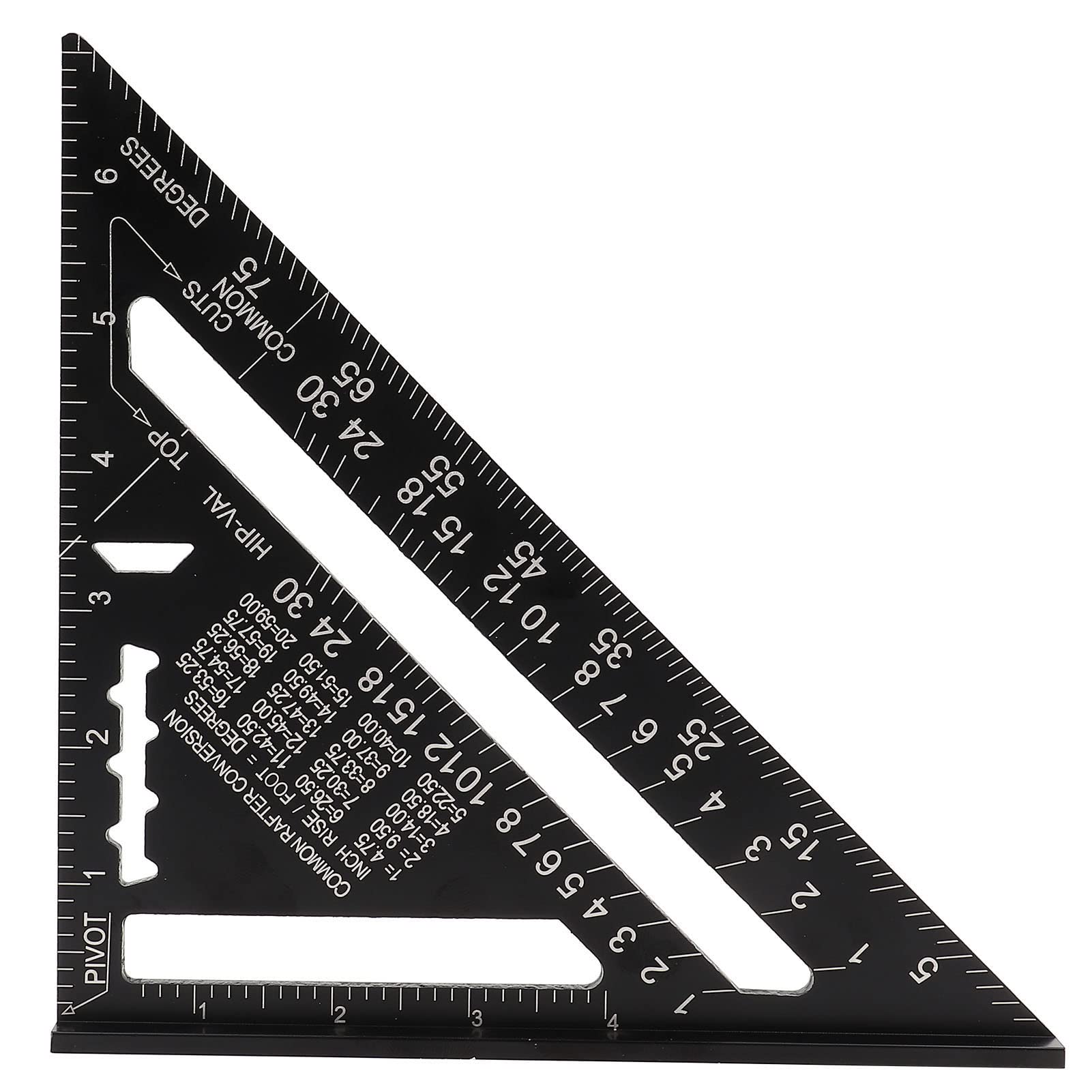 Aluminum Alloy Roofing Angle Protractor Layout 7 Inch Black Oxidation Metric System Protractor Scale 0-90° for Building Remodeling Projects (SAE)