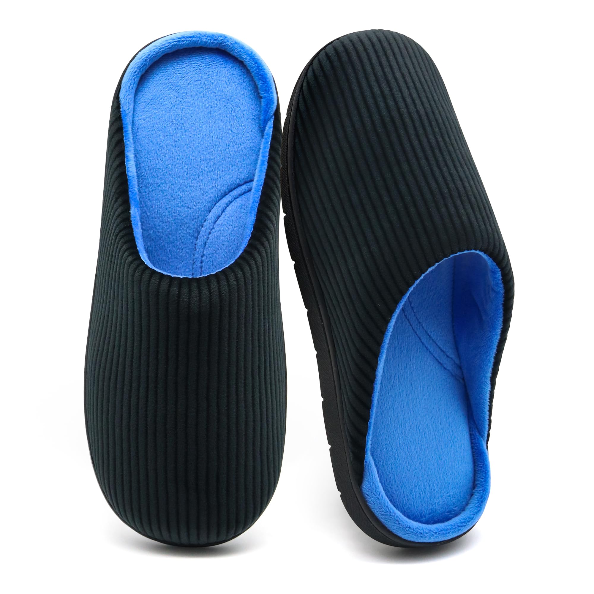 Mens House Slippers with Arch Support, Comfy Two-Tone Memory Foam Slippers Non-Slip Indoor Outdoor, Warm Cozy Home Slippers for Winter