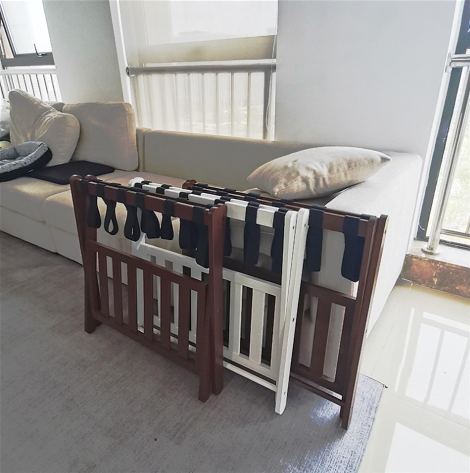 Porta Maletas Hogar Portaequipajes Plegable, Soporte De Equipaje Maleta Bambú para El Hogar, Dormitorio, Hotel con Estante Portaequipajes Invitados(Bruin)