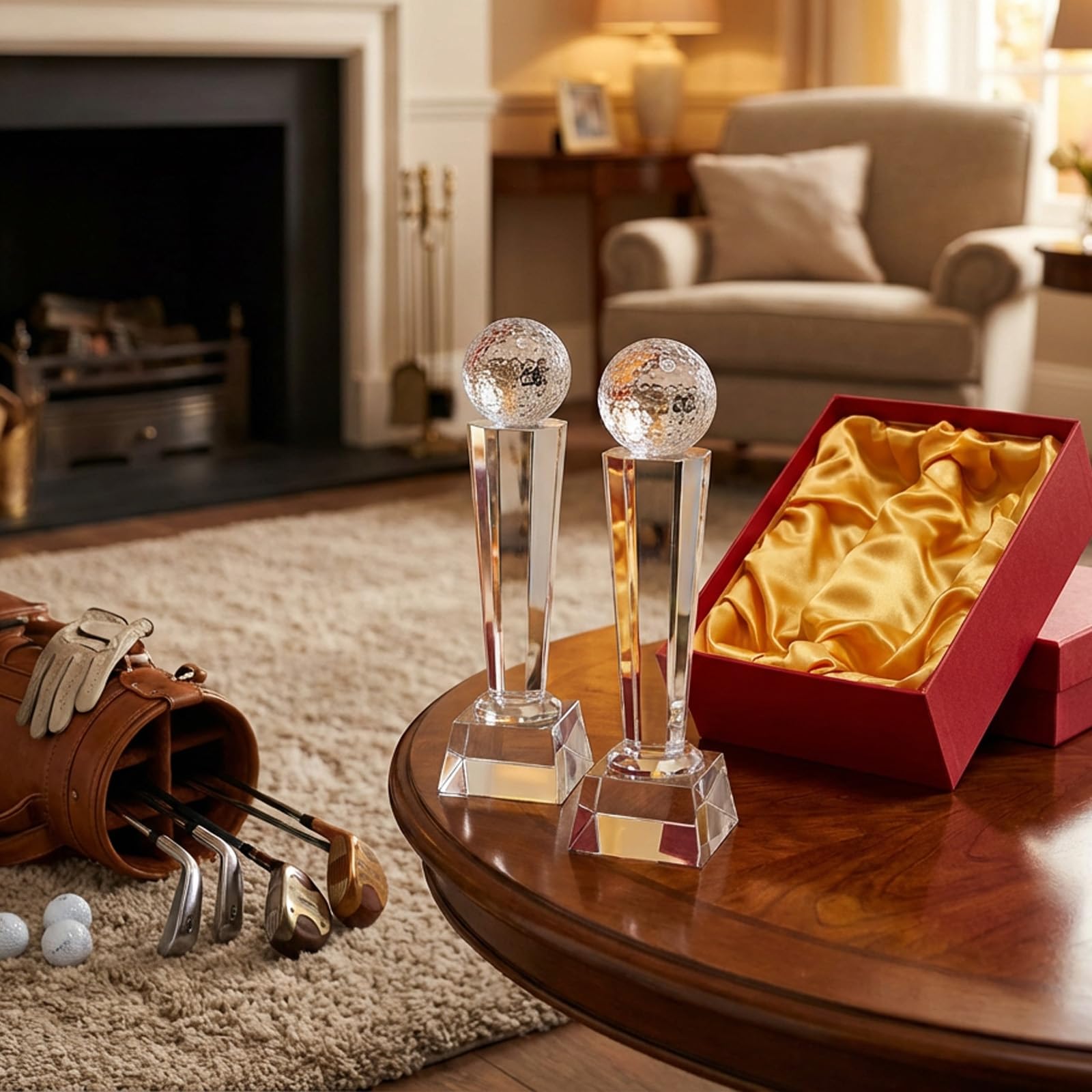 Kristallglas-Trophäe mit Geschenkbox, Turniertisch, Desktop-Dekoration, groß, für Vatertag, Geburtstag, Jahrestag, 3 Stück
