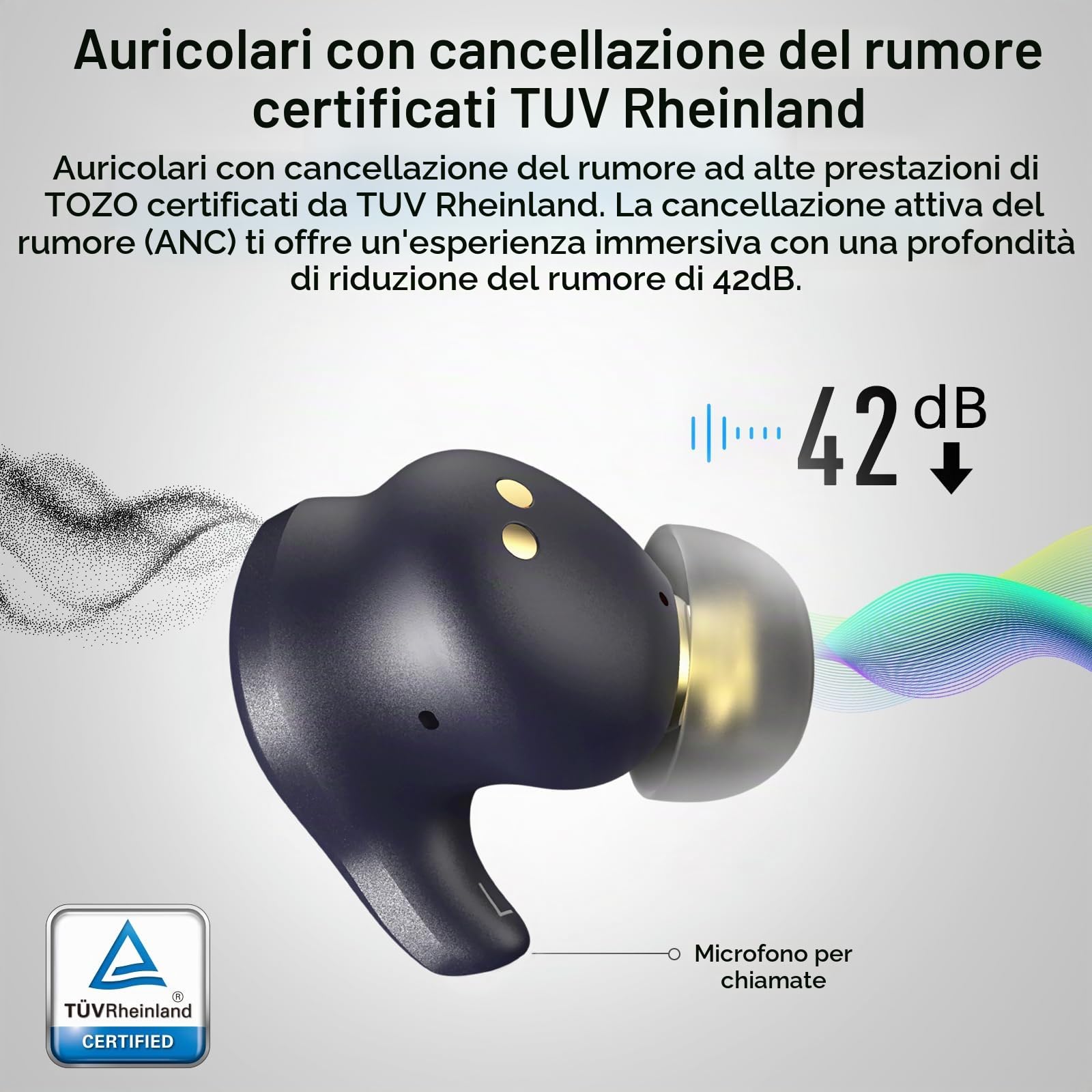 TOZO Golden X1 Auricolari Wireless Cuffie Bluetooth Supporta Decodifica Audio HD Ldac, Audio Hi-Res Origx, Cancellazione del Rumore Attivo e Ambientale con Cuffie Smart Touch