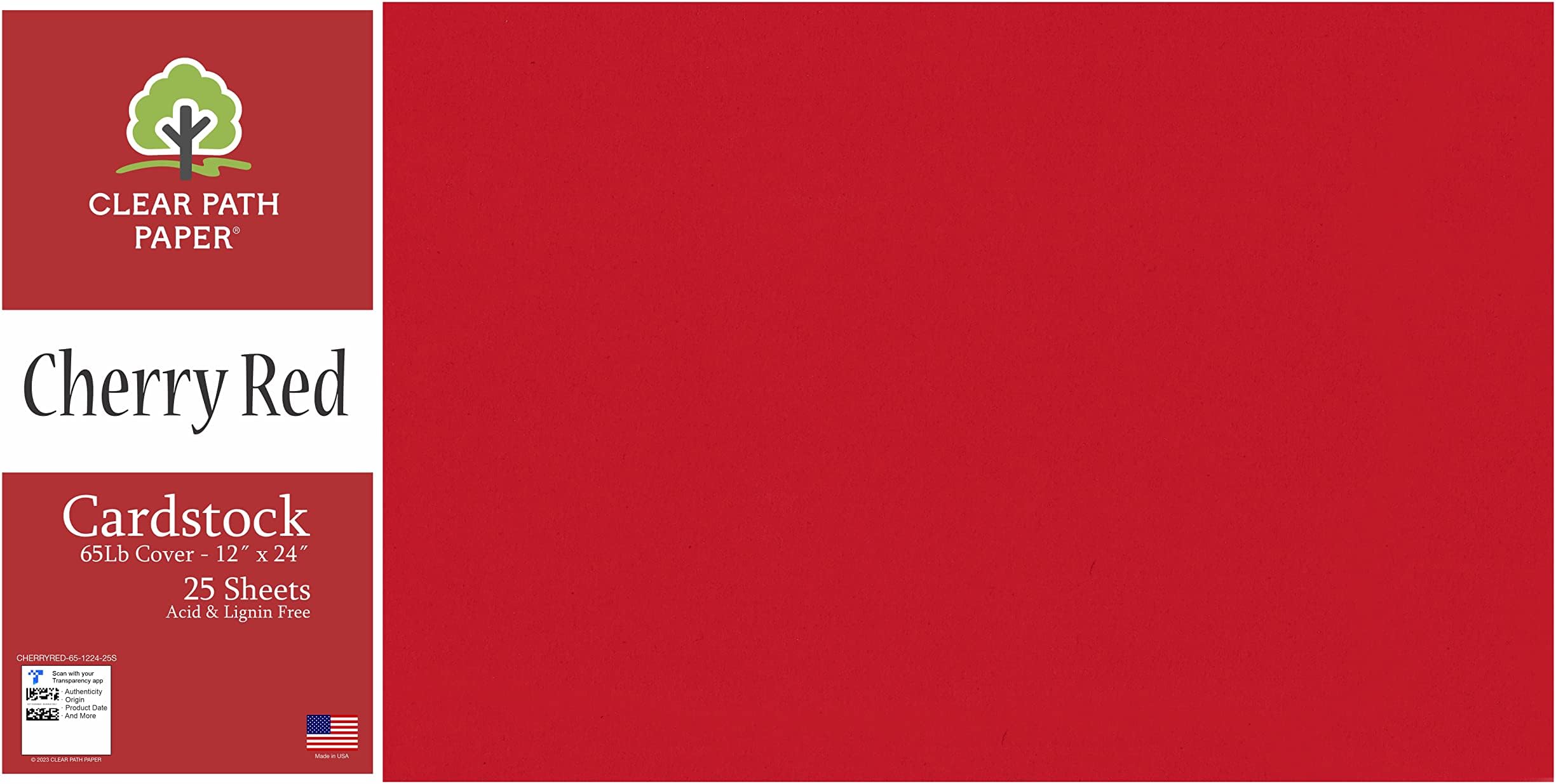 Cherry Red Cardstock 12 x 24 inch 65Lb Cover 25