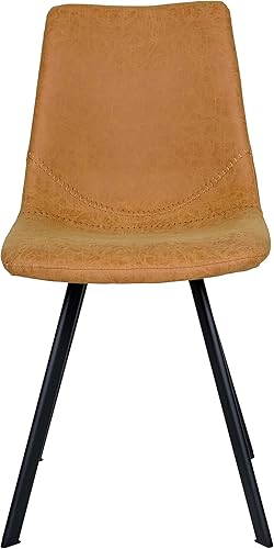 Miniatura 4 de LeisureMod Juego de 2 sillas de comedor, tapizadas de cuero, modernas, laterales, para comedor, sala de estar, cocina en casa, base de metal con