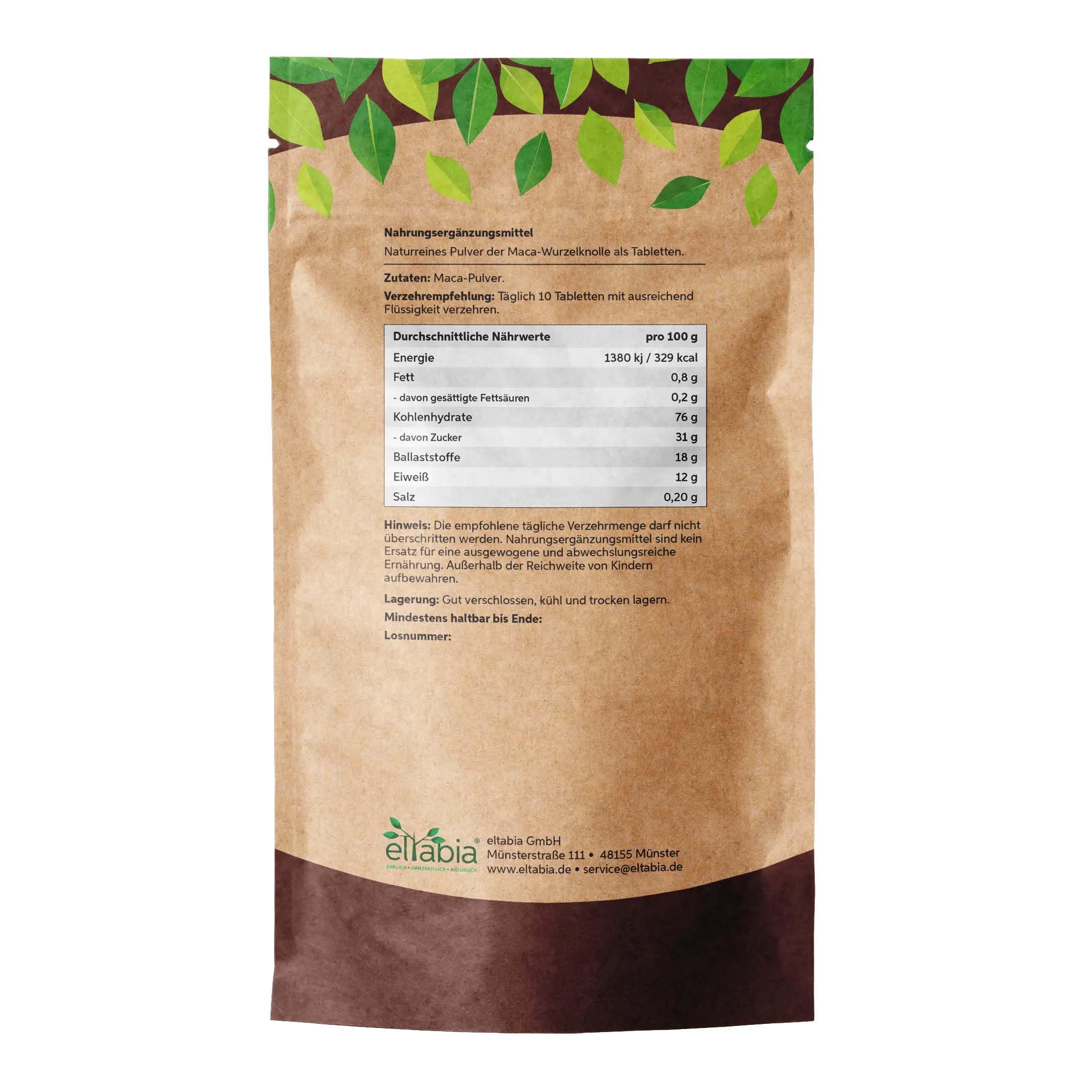 Maca Tabletten 4000 Presslinge aus Peru | Hochdosiert 5000mg Tagesdosis | Premium Rohkost-Qualität | 100% rein ohne Zusätze