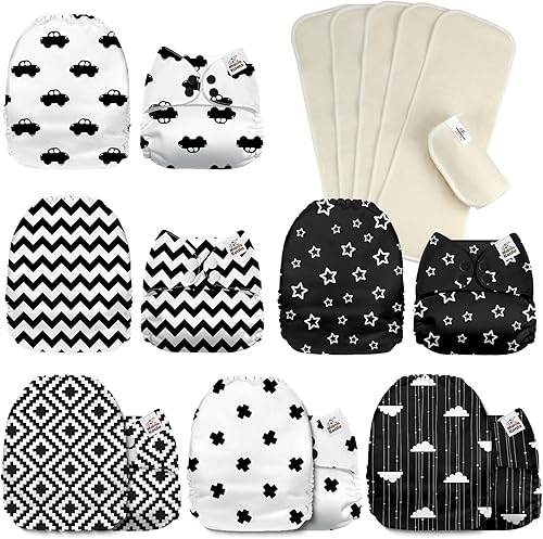 Mama Koala Paquete de pañales de tela para bebés 1.0 (160060), con 6 inserciones de algodón de cáñamo de 3 capas