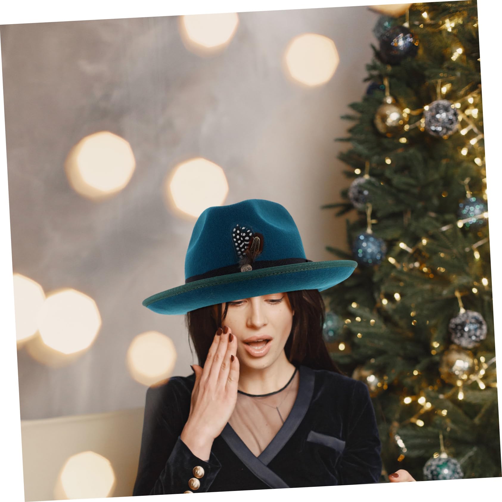 FRCOLOR Sombrero Fedora De Fieltro De Lana Unisex Estilo Occidental Clásico ala Ancha Ideal para Fiestas y Eventos
