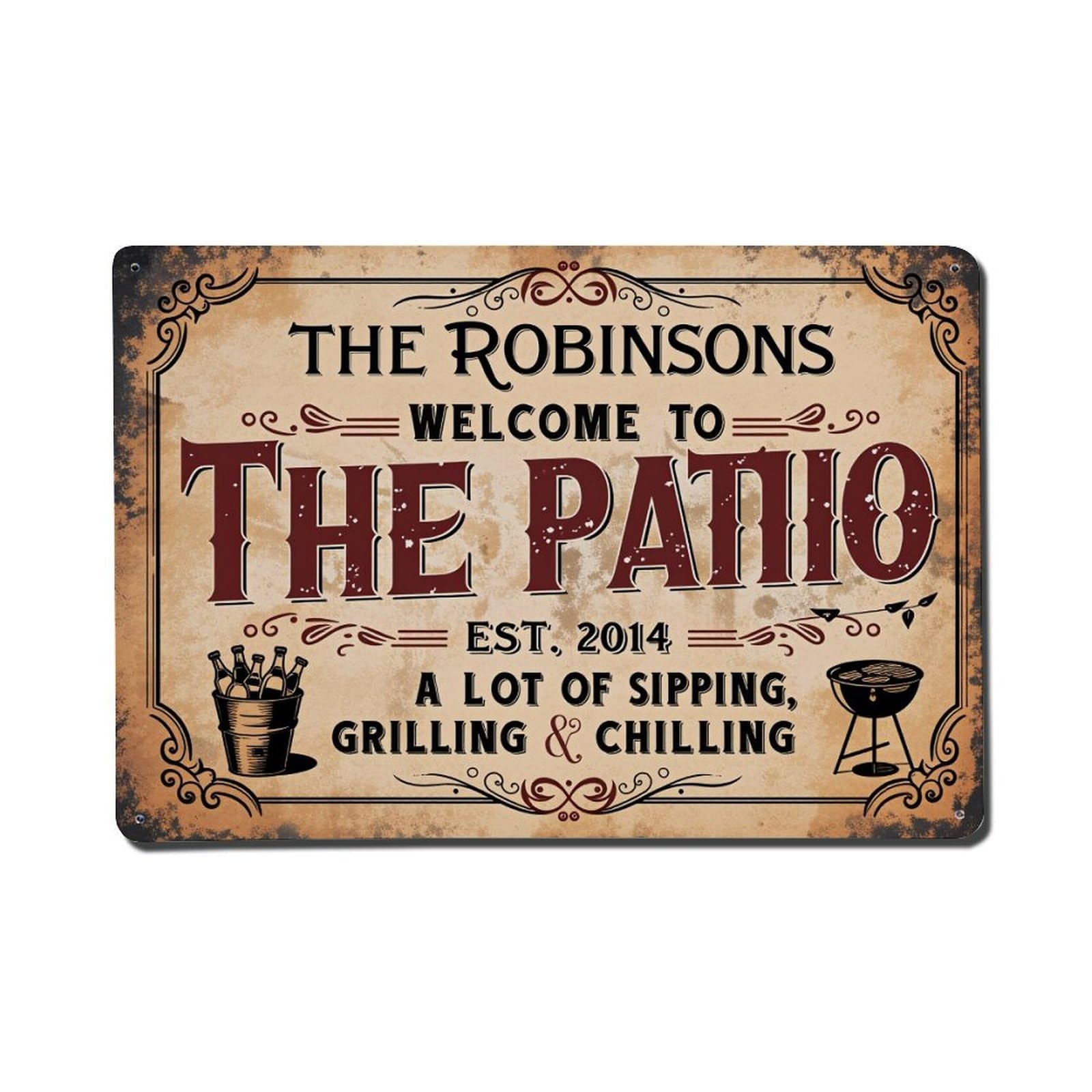 Vintage Sign Pattern Print Tin Sign Vintage Metal Poster, Home Bar Garage Man Cave Cafe Indoor & Outdoor Wall Decoration 8x12Inches
