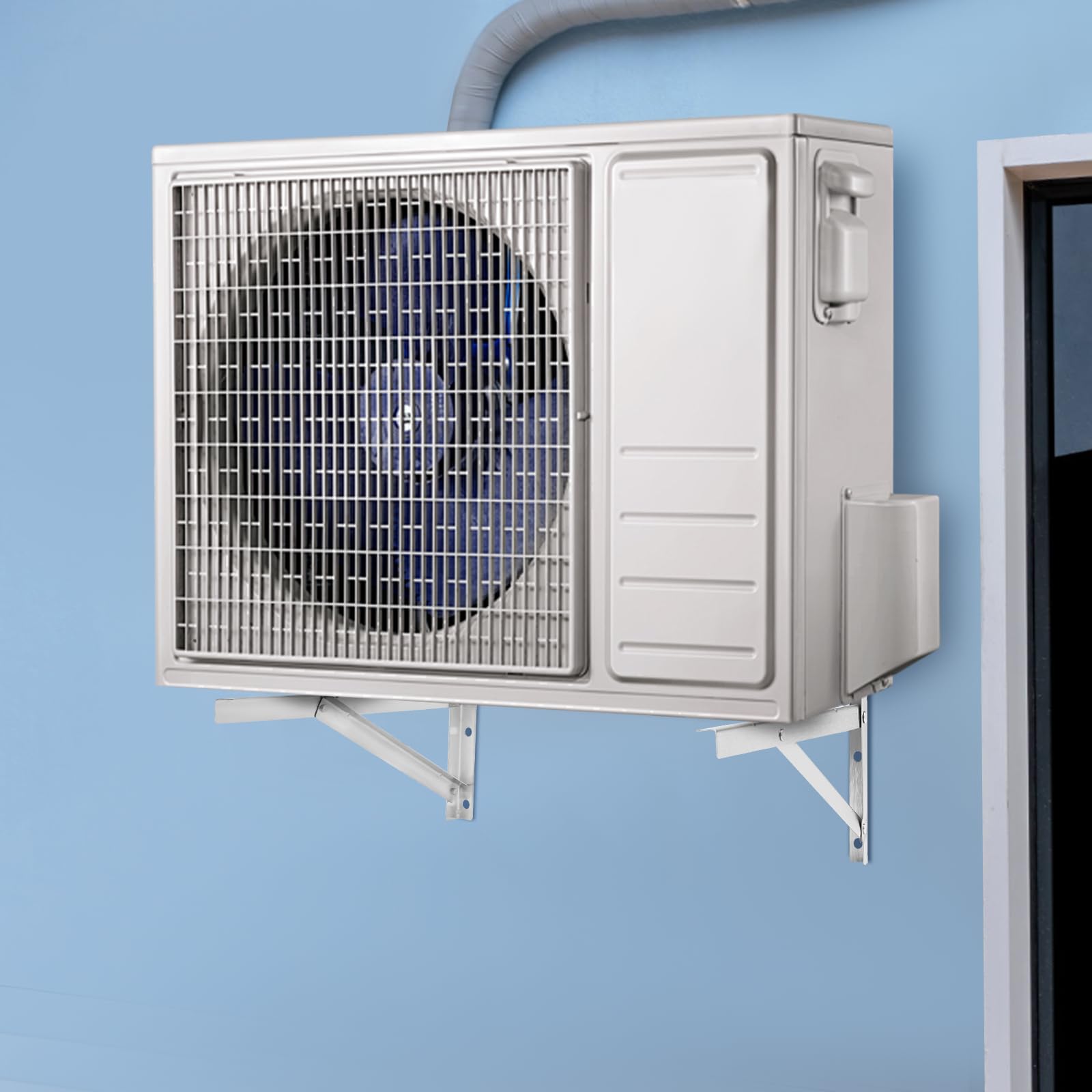Soporte de pared para aire acondicionado, unidad exterior de hasta 200 kg, juego universal de dos brazos, soporte de pared de acero, soporte de pared para aire acondicionado, unidad exterior