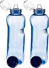 2 x 1 Litre Tritan Water Bottle with 2 Flip Lids for Sports