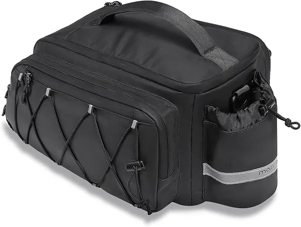 MOSISO Bike Rack Bag,10L Bike Trunk Handbag Waterproof Bicycle Rear Seat Saddle Pouch with 2 Side Pockets, Cycling Storage Luggage Pouch with Rain Cover&Shoulder Strap for MTB Bicycle E-Bike, Black