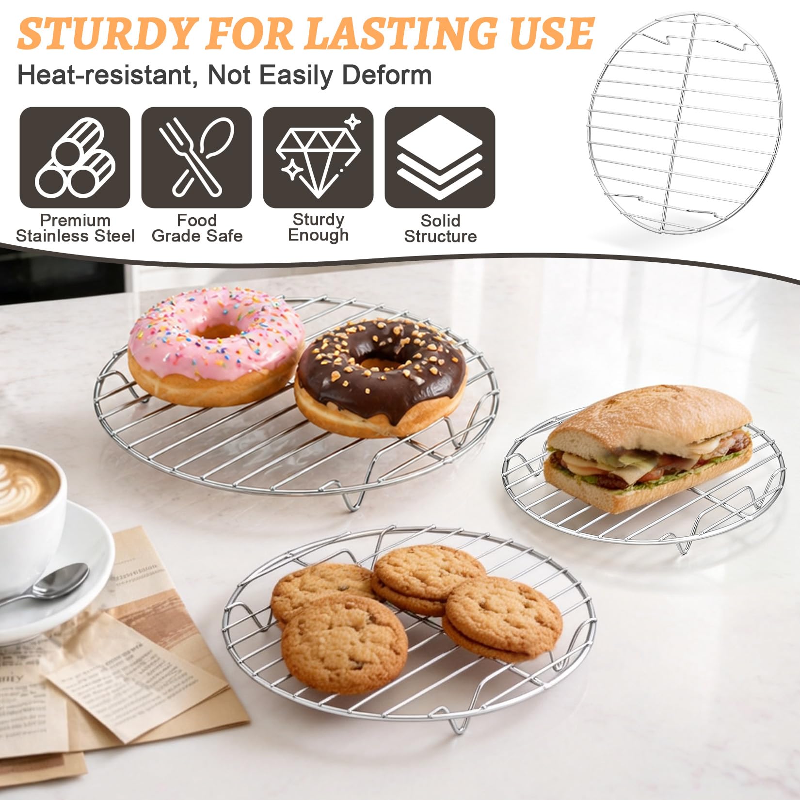 P&P CHEF Round Cooling Rack - Stainless Steel -3