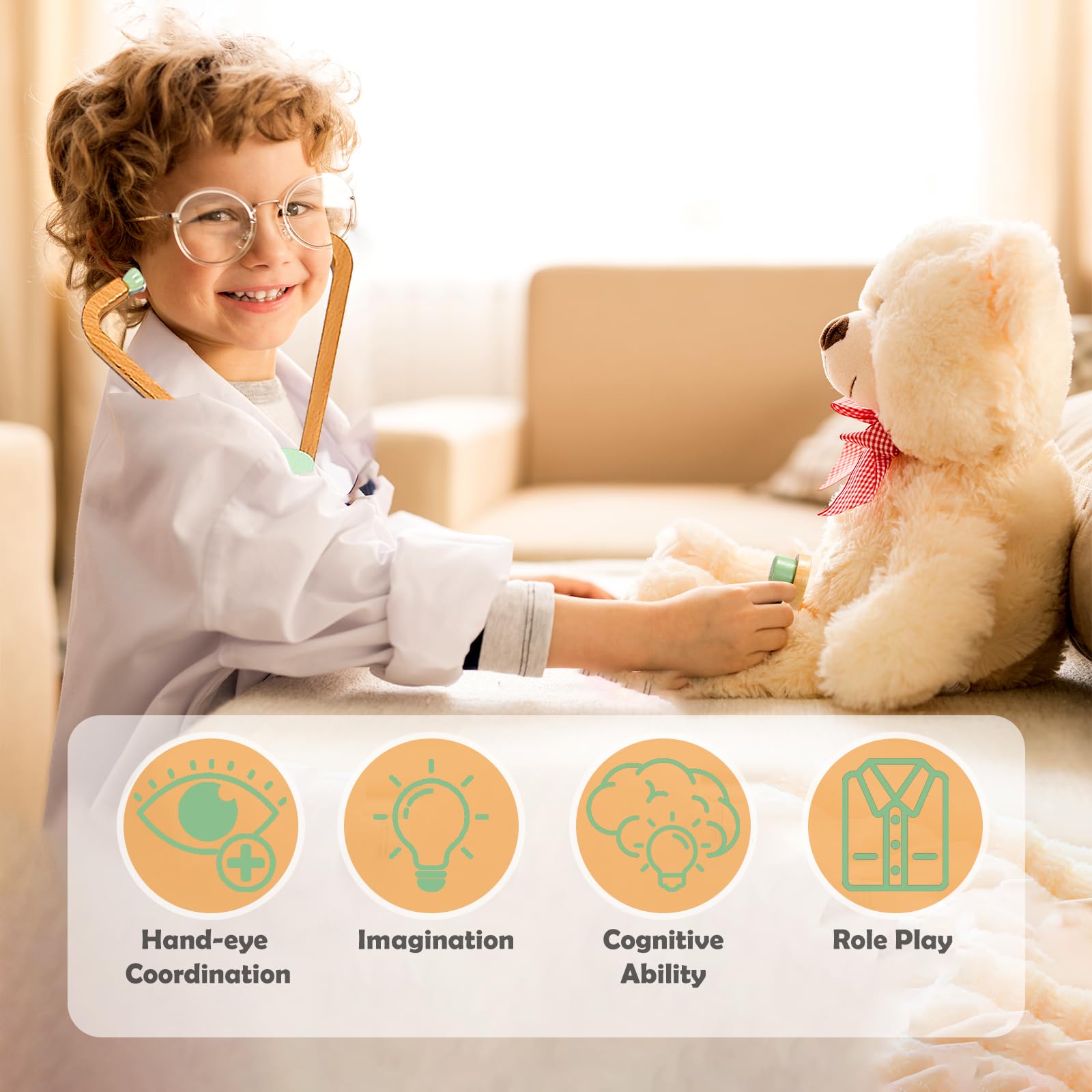 19Pcs Doctor Kit for Toddlers 3-5, Pretend Play Dentist Set of Teeth and Dental Accessories, Role Play Medical Kit with Stethoscope, Fake Teeth, Doctor Play Gift for Kids Ages 3+ Years