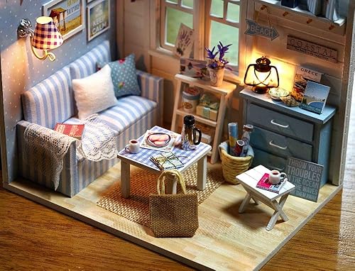 Miniatura 8 de Danni Muebles DIY Casa de muñecas de madera Miniatura Casa de muñecas Muebles Kit Puzzle hecho a mano Dollhouse Juguetes para niños regalos