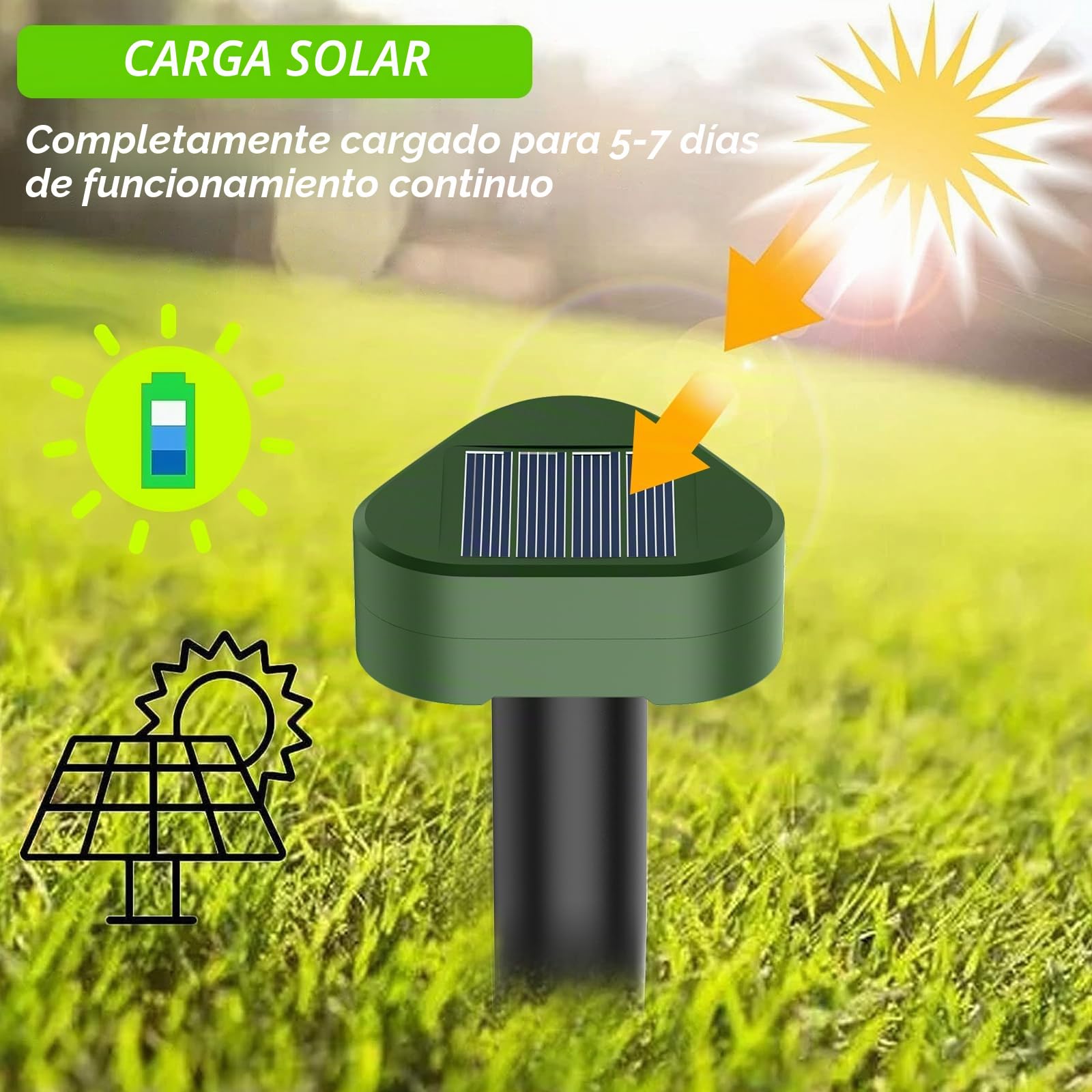 Solar Ultrasónico Ahuyentador de Topos 4 Piezas, Impermeable Repelente para Ratas Ultrasónico Solar Se Utiliza para Repeler Topos, Topillos, Serpientes y Lagartos Protege el Césped y Los Jardines