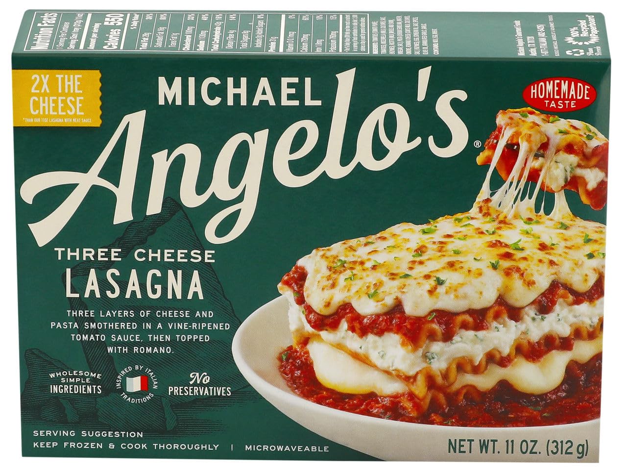 Michael Angelos, Three Cheese Lasagna Single Serve, 11 Ounce