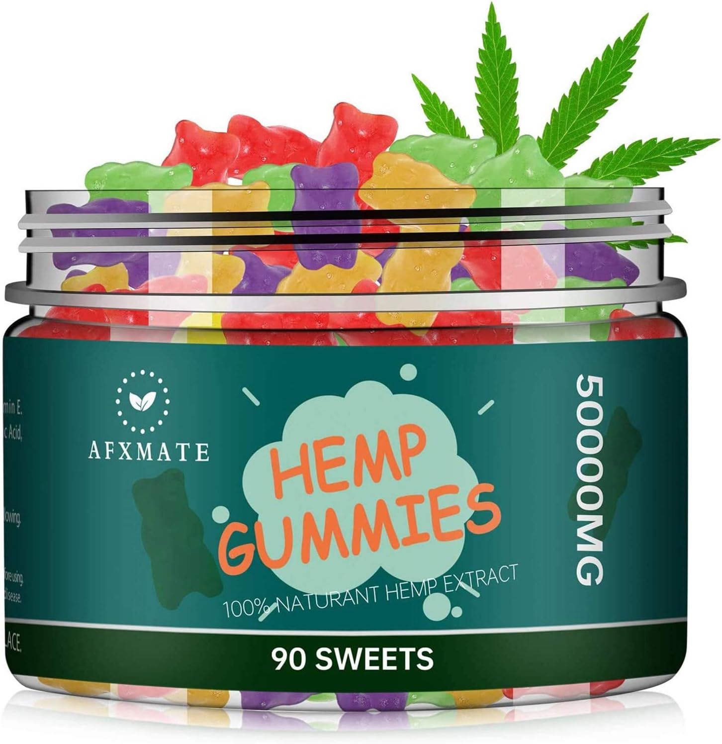 Hemp Gummies 50000mg, Natural Hemp Oil Infused Gummies Fruit Flavored Gummy (90 Gummies)