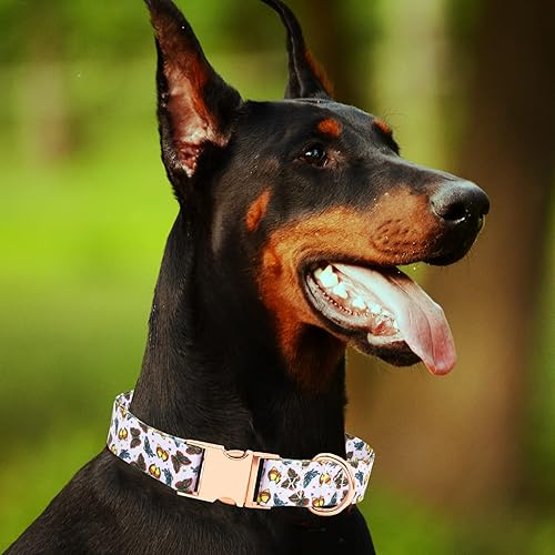 Miniatura 4 de Collar de perro con hebilla de metal con bonito estampado, collares ajustables con patrón floral para mascotas para perros pequeños, medianos y