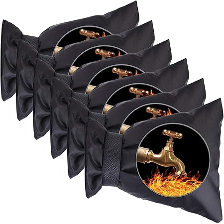 6 Pack Outdoor Faucet Covers for Winter - Pro 6.7" W x 8.3" H Outdoor Water Faucet Cover Socks for Winter Freeze Protection Pipe Insulation Reusable Waterproof Insulated Spigot backflow Cover,BlackClimatePartner certified