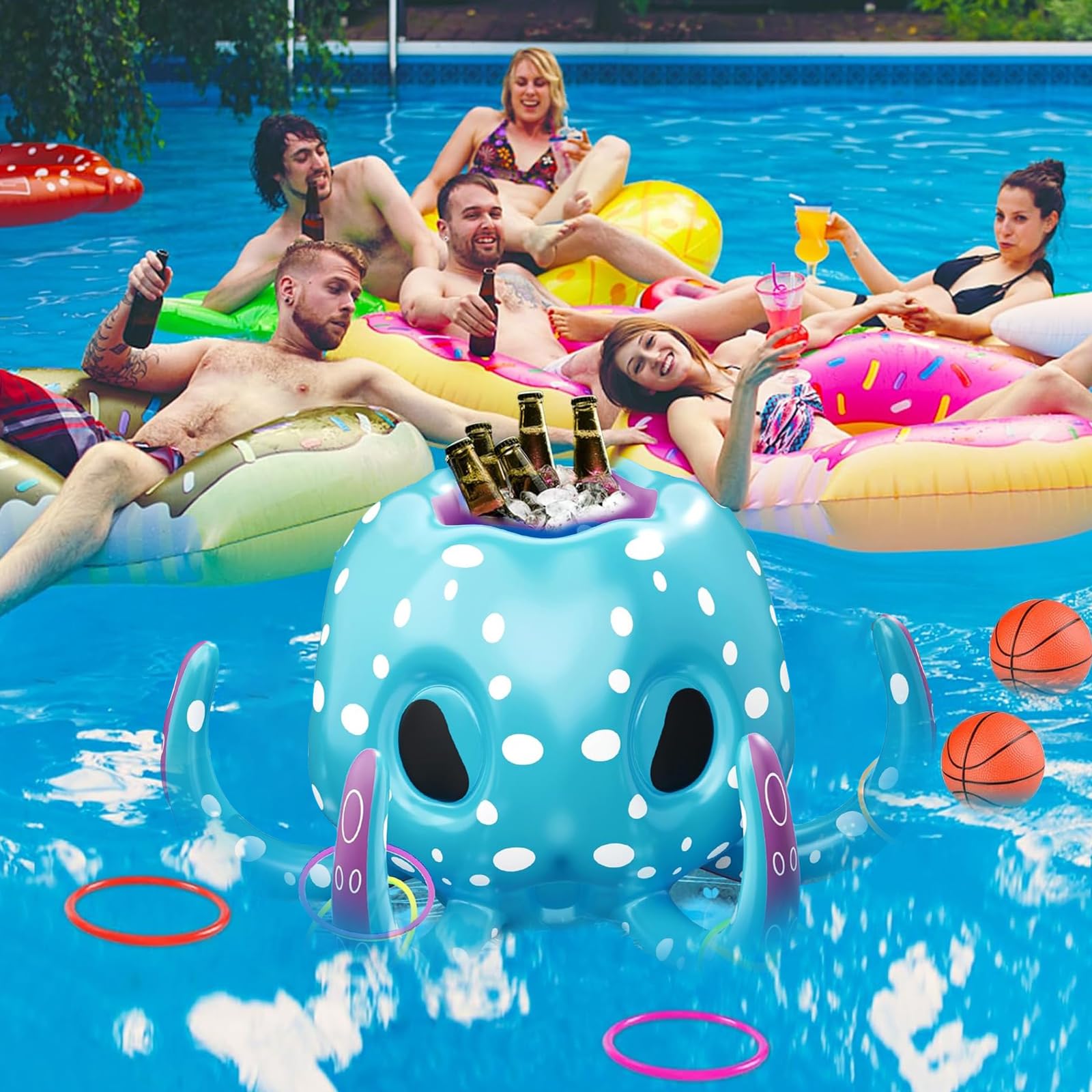 HIQE-FL Canestro da Basket da Piscina,Galleggianti gonfiabili per Piscina,Giocattolo Gioco da Lancio per Piscina Bambini Adulti,Giochi Gonfiabili per Bambini,per Bambini e Adulti