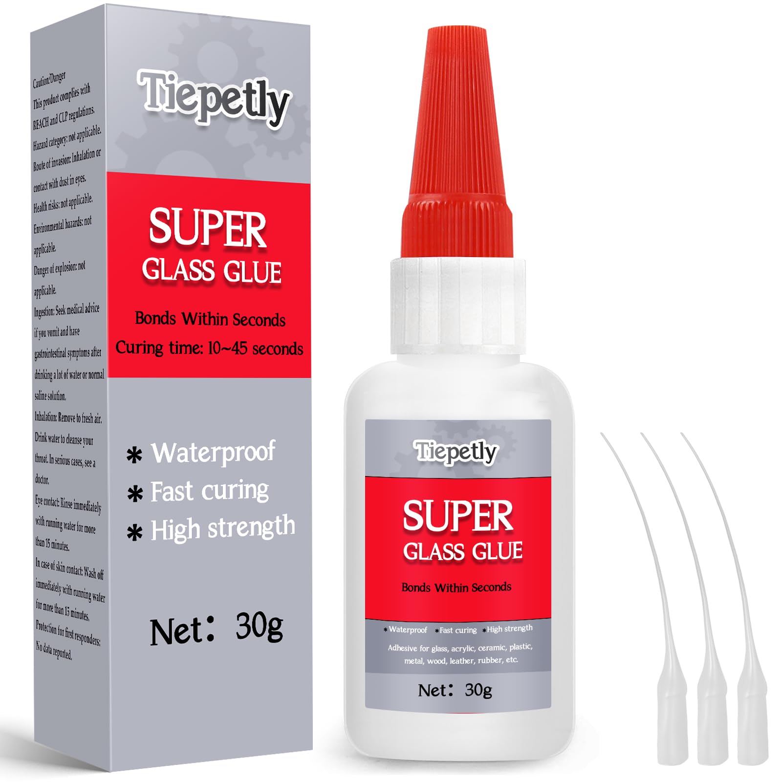 Sekundenkleber Extra Stark 30g, Wasserfest Superkleber mit Antiverstopfungskappe, Alleskleber, für Kunststoff, Metall, Glas, Holz, Keramik und Heimwerkerbedarf (100 g)