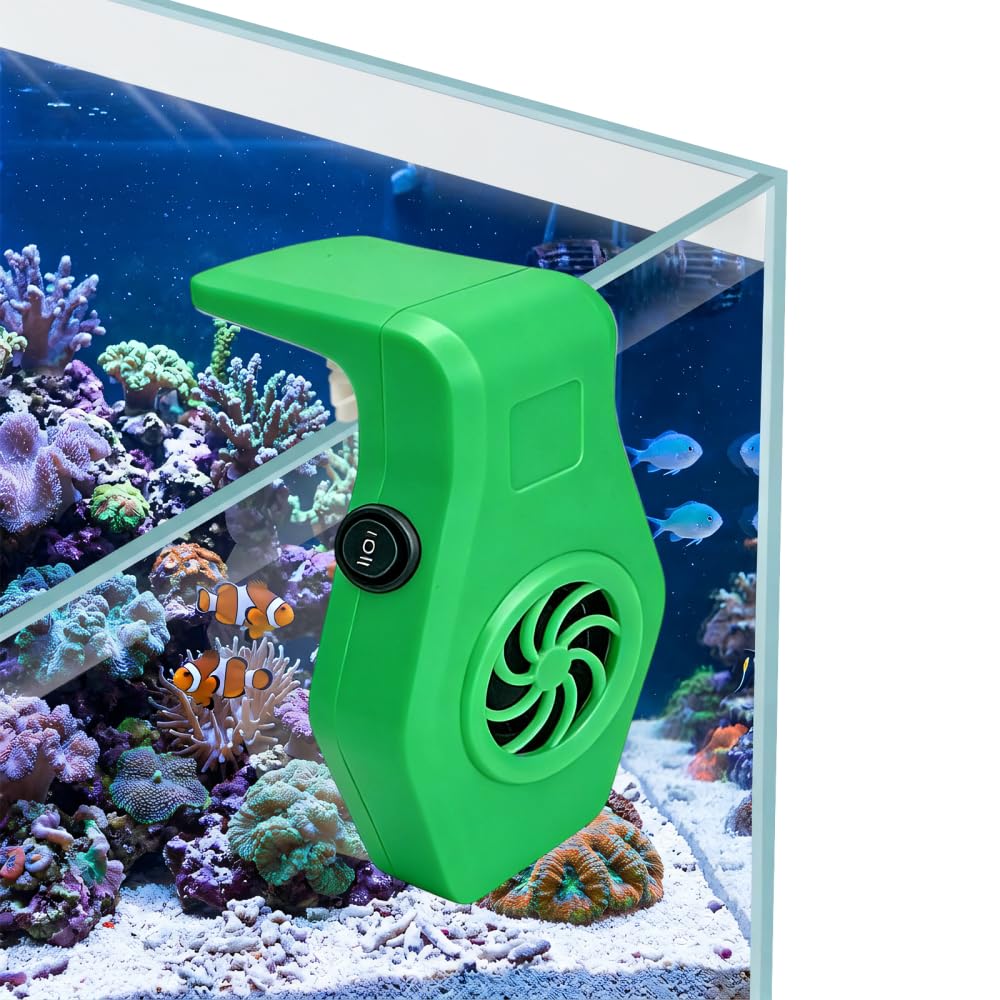 DONGKER Mini Aquarium Chiller Fan,USB Wall Mounted Fish Tank Cooling Fan with 2 Speed Modes Low Noise for Shrimp, Coral, Tropical & Saltwater Freshwater (Up to 10mm Thickness,within 60 * 60cm Tank)