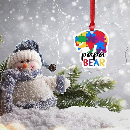 Miniatura 108 de Adorno de Navidad Mama Bear Novedad Acrílico Adornos de Navidad Mama Bear Autismo Rompecabezas Colorido Oso Navidad Colgante Ornamento Puzzle Piezas