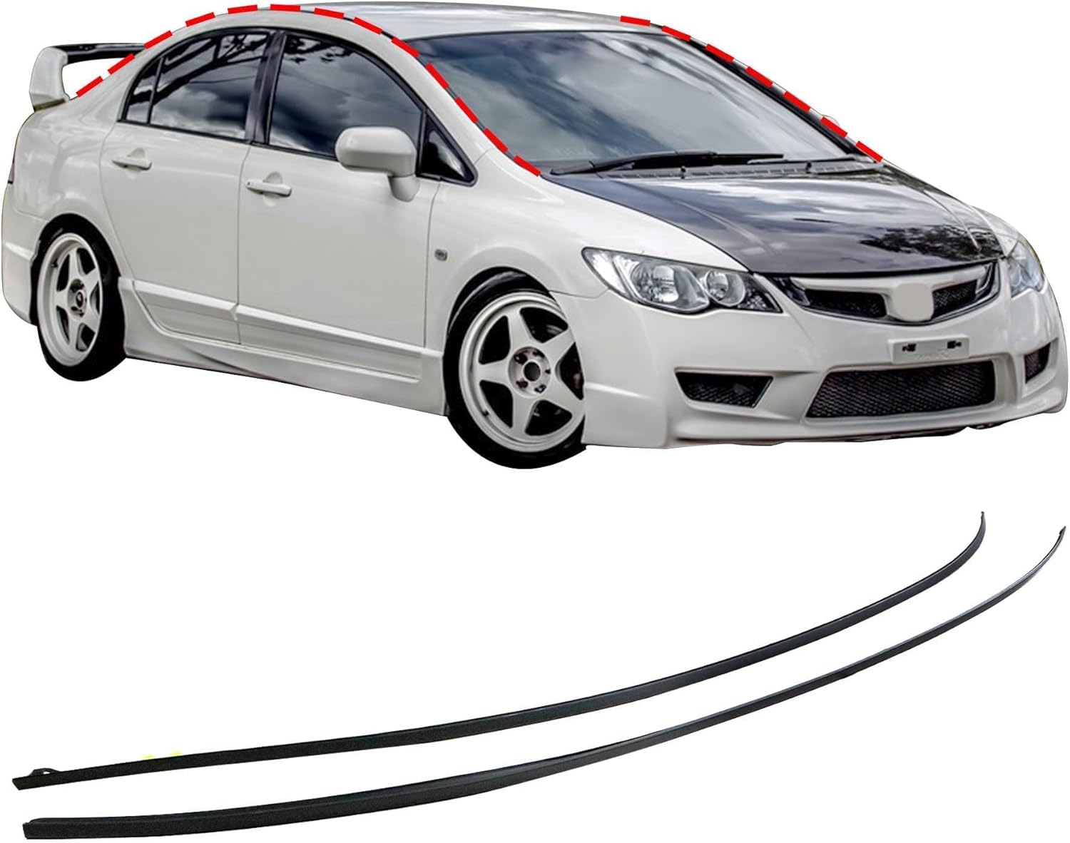 XQSMWF Pair L&R Molding Drip Side Set Fit for Honda Civic 1.3L 1.8L 2.0L 2006-2011 73168-SNA-013 73158-SNA-013 Windshield Roof Molding Trim Set