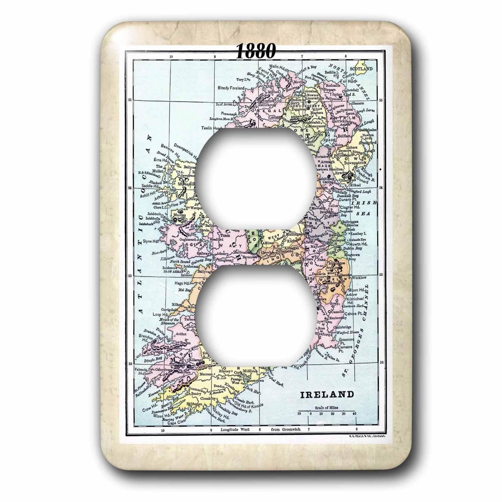 Placa decorativa de enchufe 3dRose lsp_38899_6 acabado mapa de Irlanda