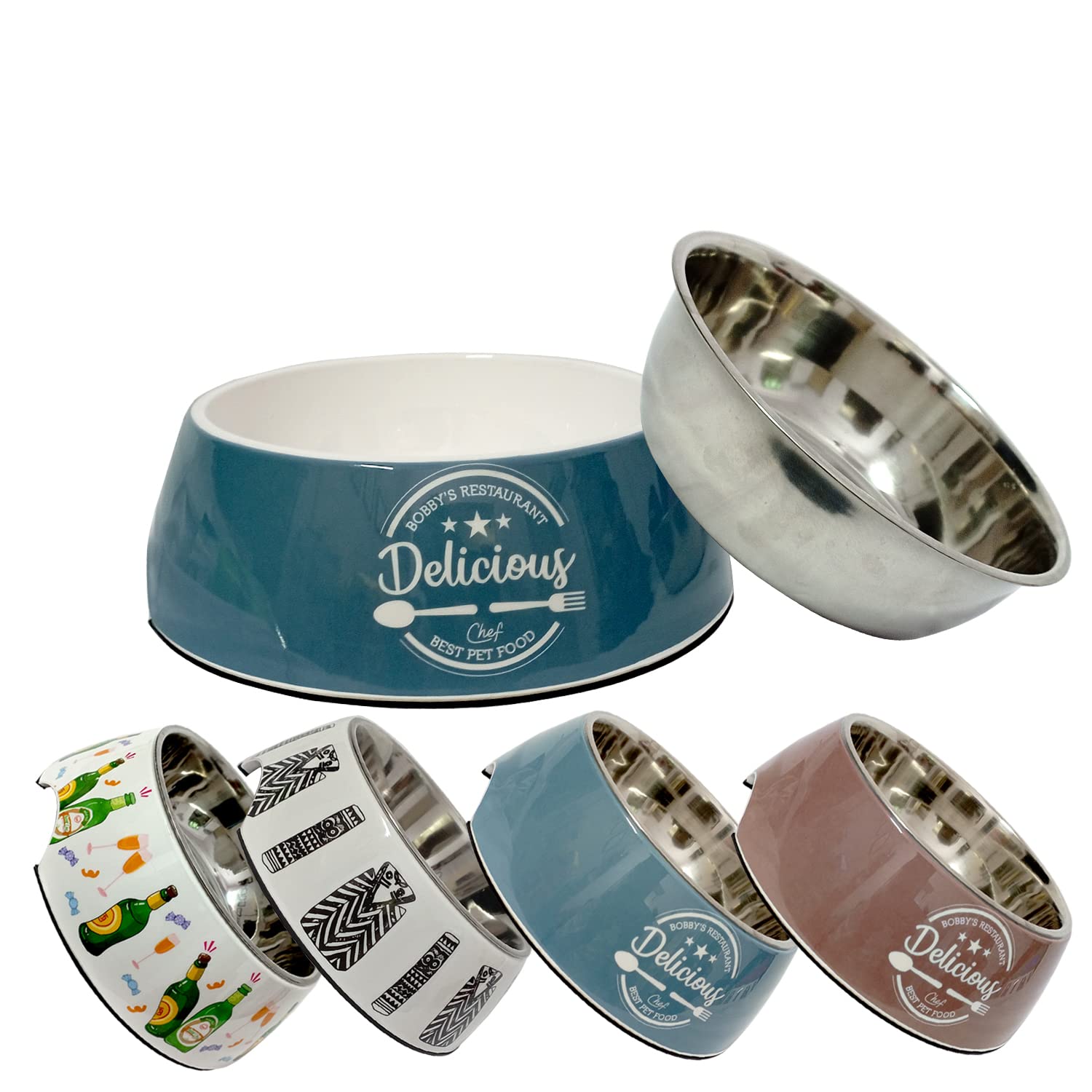 Jainsons Pet Products Stainless Steel Dog Bowl No Tip Rubber Base for Food Water, Removable Pet Feeder Holder, Anti-Skid Non Slip Dog Bowls (Colour and Print May Vary) (400ML, 1 PC) (B09XBJCQN5) Amazon Price History, Amazon Price Tracker